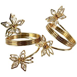 Anillo para Servilleta con Diseño de Flor Dorado