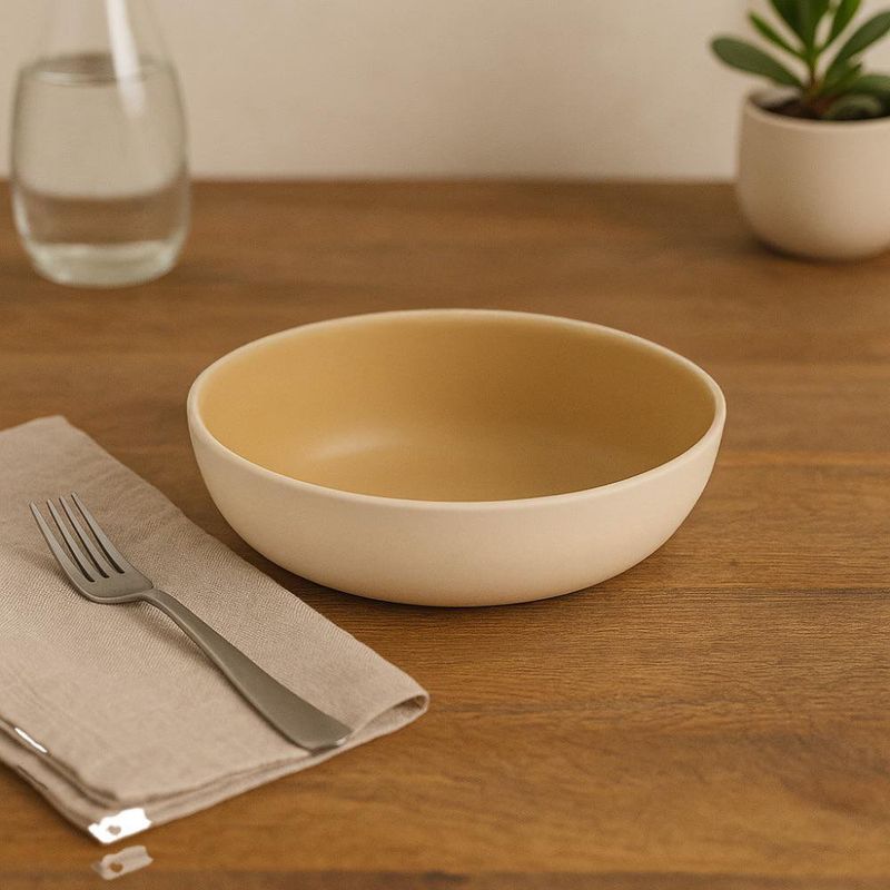 Plato Hondo de Cerámica Crema