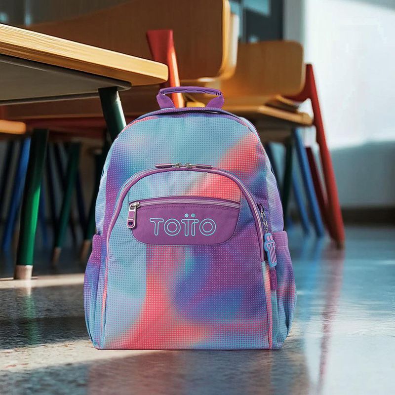 Mochila Juvenil Porta Pc Acuarela Glitter Aqua