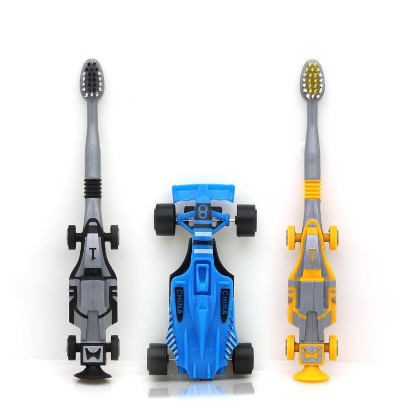 Set 2 Cepillos Dentales Infantil Diseño Autos con Juguete