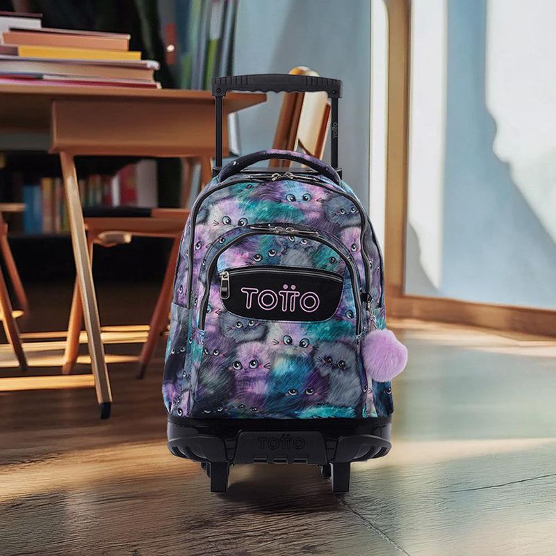 Mochila Ruedas Porta Pc Diseño Gatos