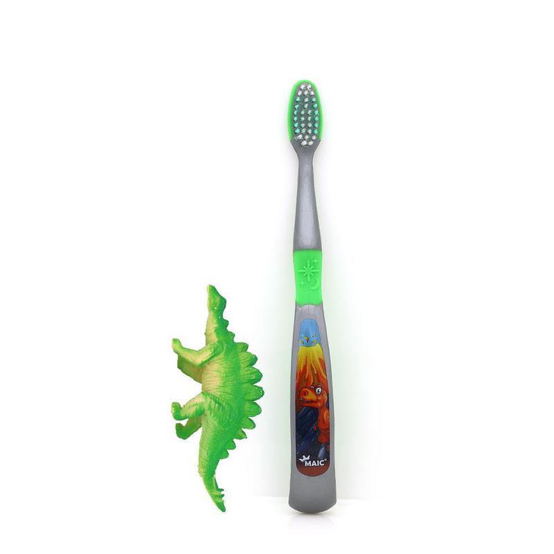 Cepillo Dental Infantil Verde con Juguete de Dinosaurio