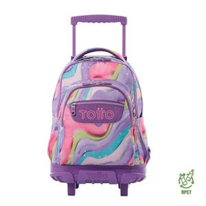 Mochila Ruedas Porta PC 15.4" Diseño Multicolor Rosado
