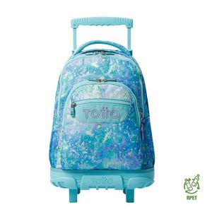 Mochila Ruedas Celeste Porta Pc