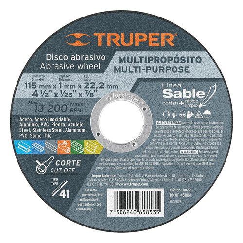 Disco de Corte Multimaterial 1 Mm X 4.5 Plg