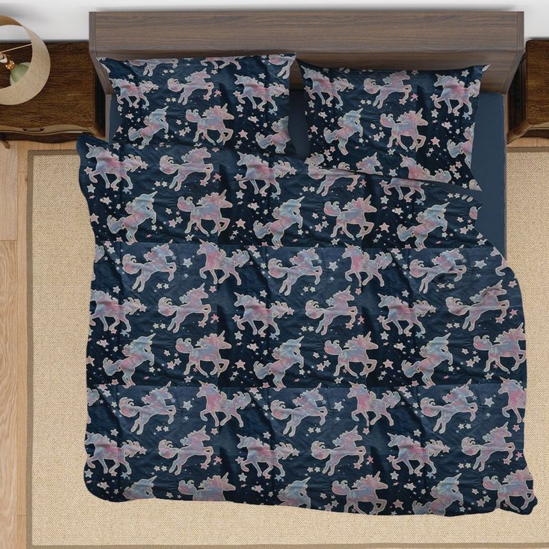 Set Edredón 3 Pzs Matrimonial Unicornio Colores Surtidos