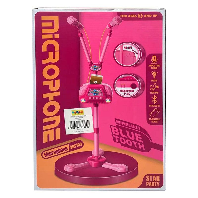 Micrófono de Juguete con Bluetooth y Luces Rosado