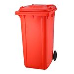 Basurero con Tapadera y Ruedas Rojo de 240 L