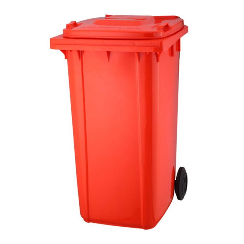 Basurero con Tapadera y Ruedas Rojo de 240 L