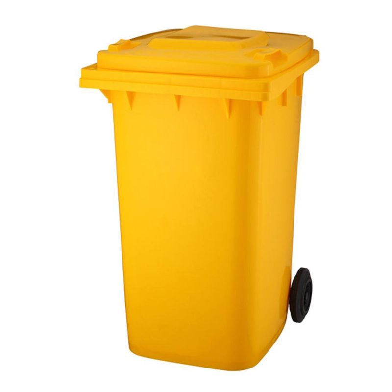 Basurero con Tapadera y Ruedas Amarillo de 120 L