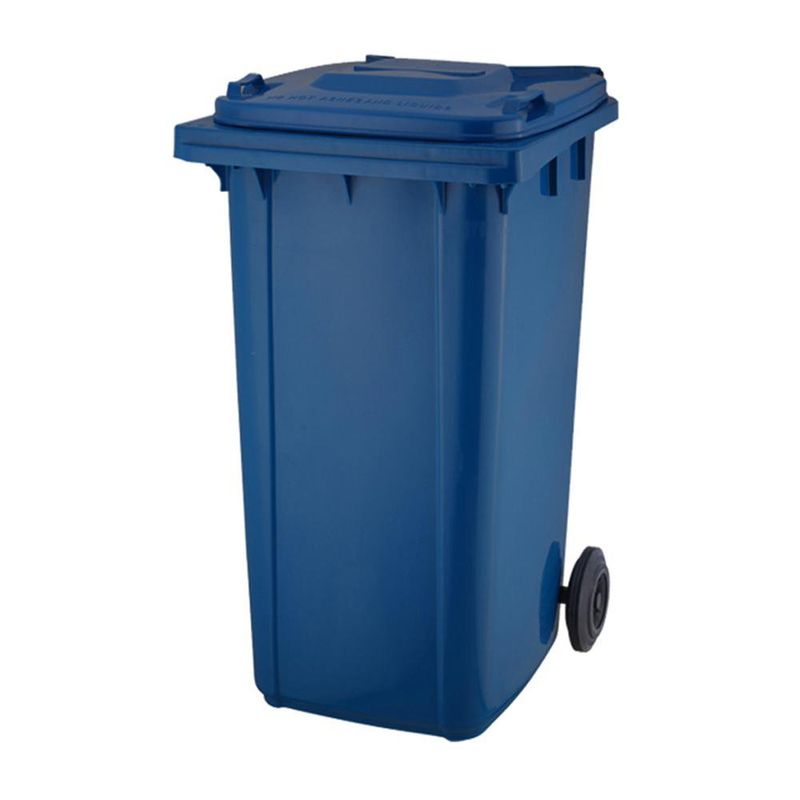Basurero con Tapadera y Ruedas Azul de 120 L