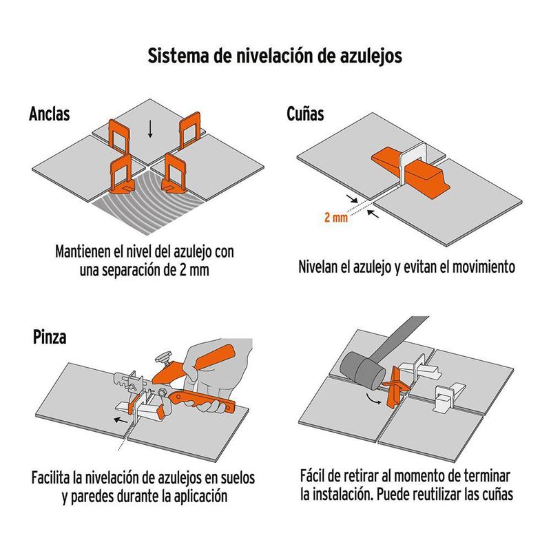 Kit con 3 Piezas de Nivelación para Azulejos