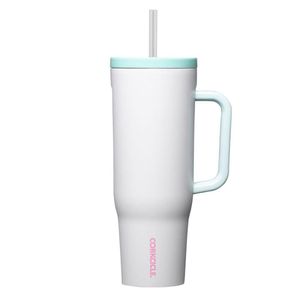 Termo de Acero Inoxidable con Pajilla Blanco 40 Oz