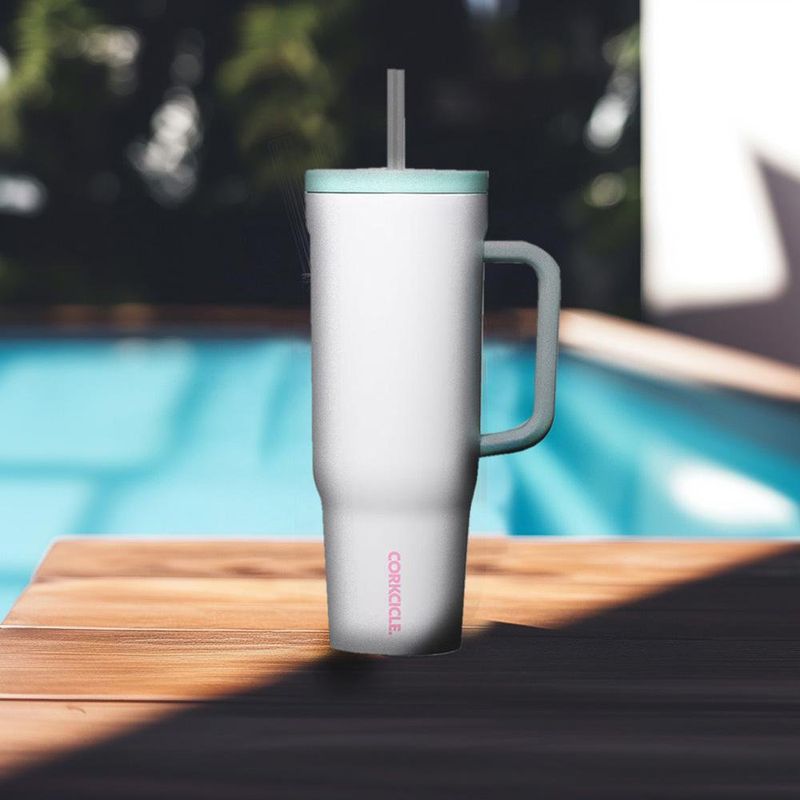 Termo de Acero Inoxidable con Pajilla Blanco 40 Oz
