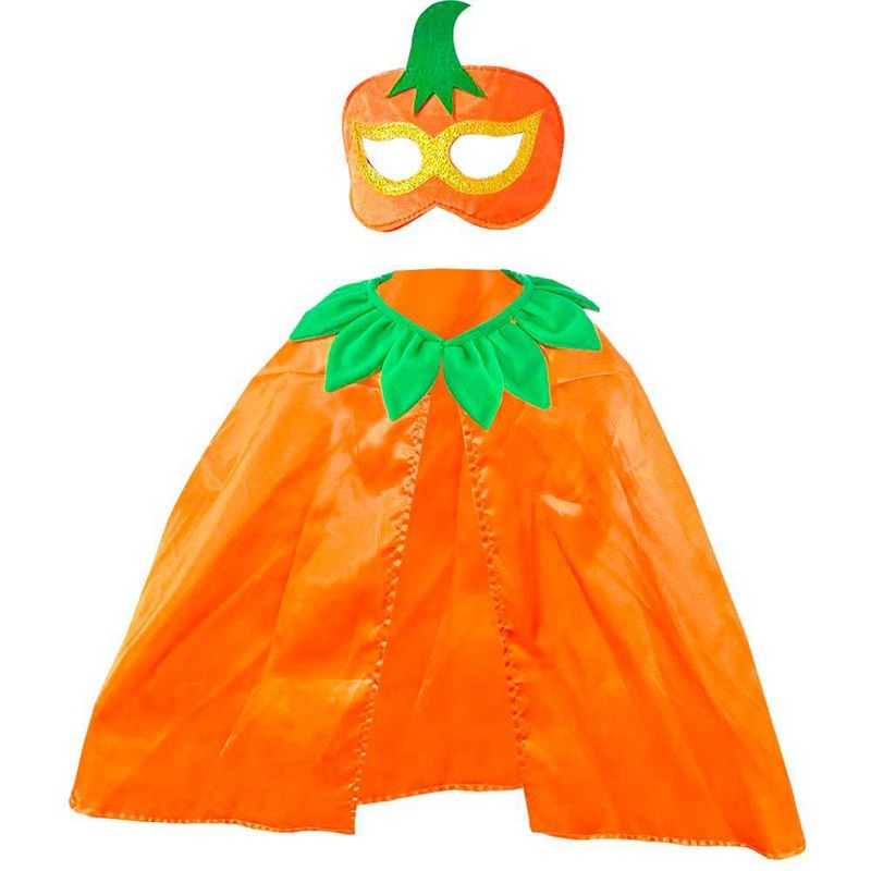 Capa Infantil de Calabaza con Máscara