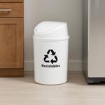 Basureo Blanco para Reciclables con Tapa Vaivén de Plástico