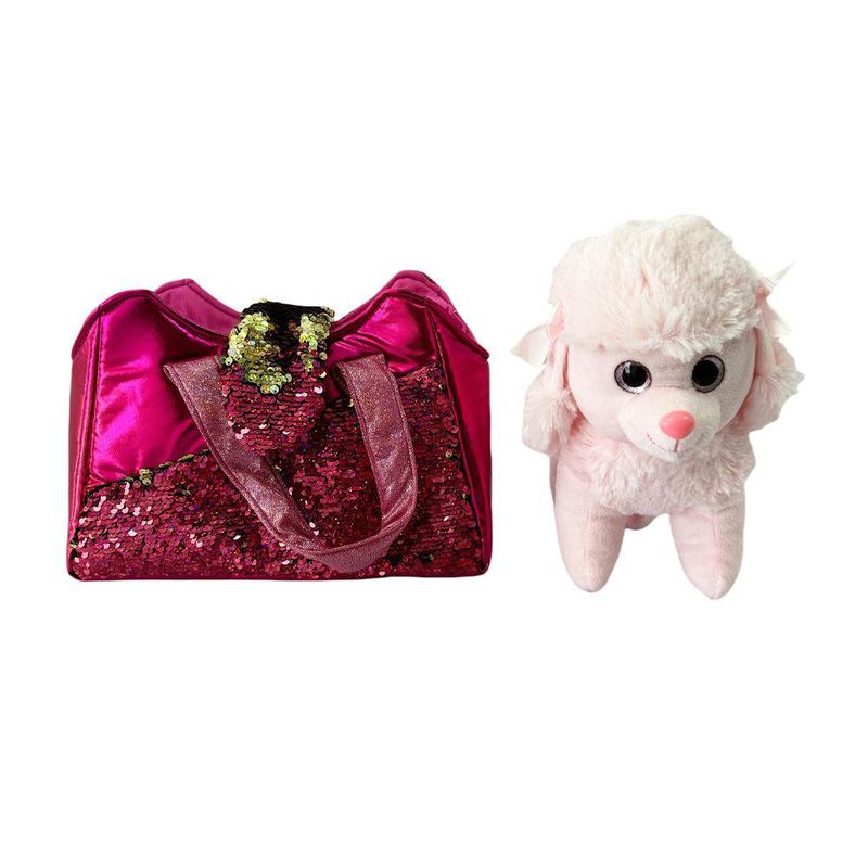 Bolsa Rosa con Peluche Perrito con Lentejuelas