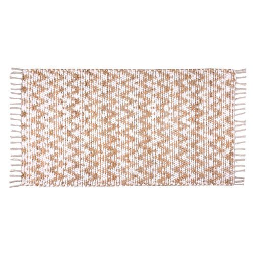 Alfombra de Algodón Blanco y Beige 80x130 Cm