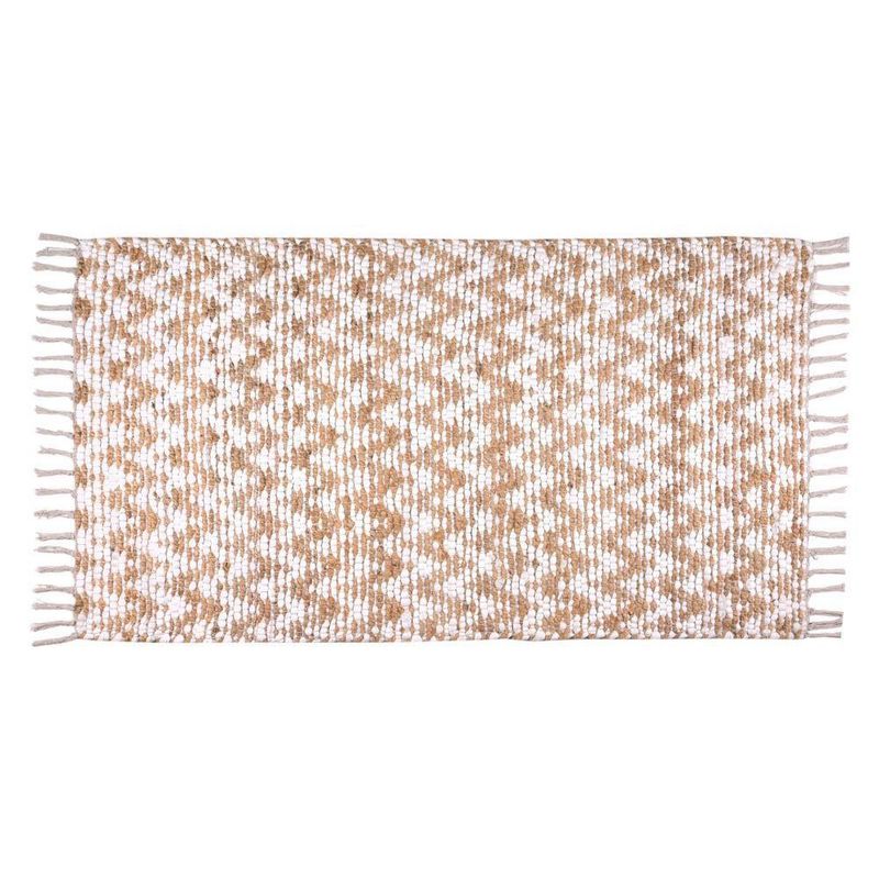 Alfombra de Algodón Blanco y Beige 80x130 Cm