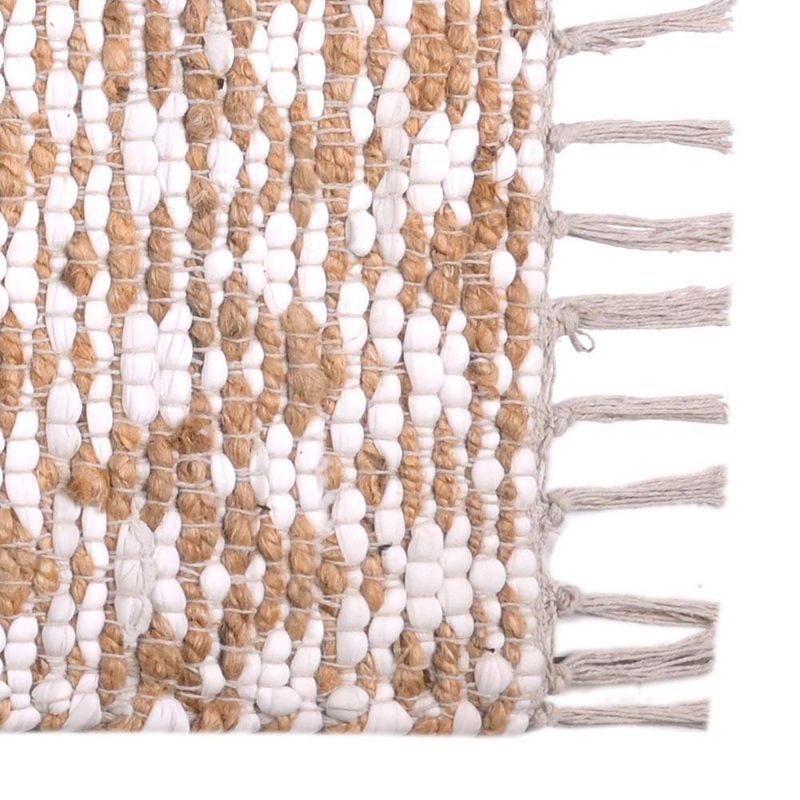 Alfombra de Algodón Blanco y Beige 80x130 Cm