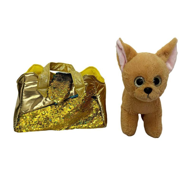 Bolsa Dorada con Peluche Perrito