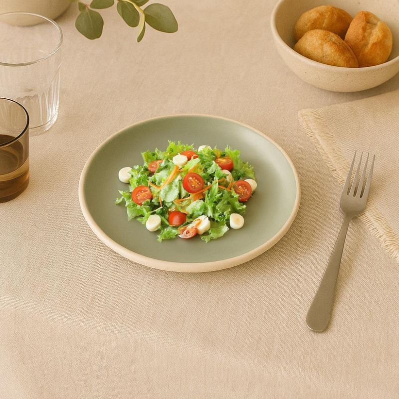Plato Ensalada de Cerámica Verde Oliva