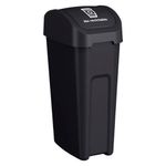Basurero de Plástico con Tapa Abatible para Desechos No Reciclables Negro 50 Litros