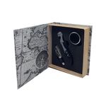 Set de 3 Pzas para Vino en Caja Tipo Libro 16.5X14.5X4 Cm