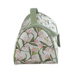 Cosmetiquera Floral Verde con Cremallera y Asa Superior