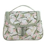 Cosmetiquera Floral Verde con Cremallera y Asa Superior