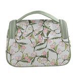 Cosmetiquera Floral Verde con Cremallera y Asa Superior