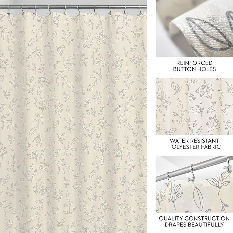 Cortina de Tela para Baño Beige con Diseño de Hojas