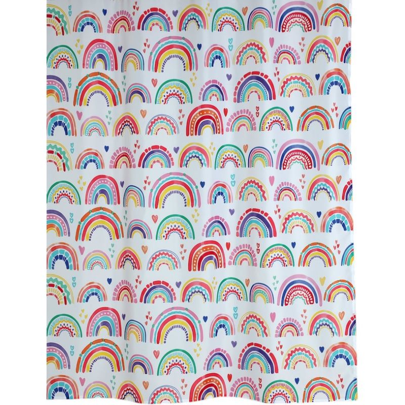 Cortina de Baño con Ganchos Diseño Arcoíris