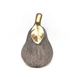 Pera Decorativa Plateada con Hoja Dorado