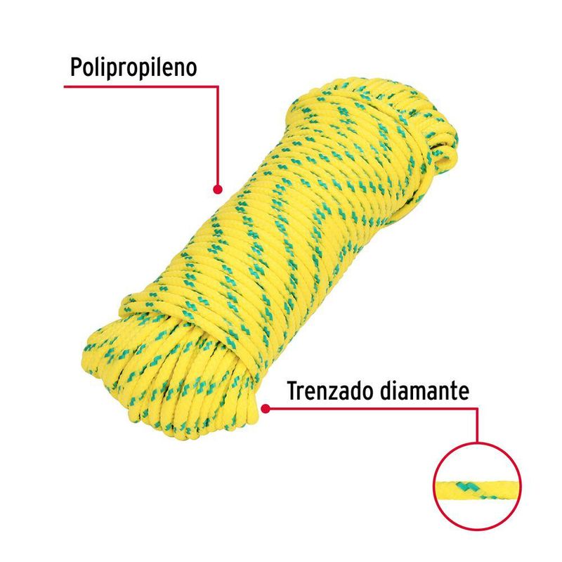 Cuerda Trenzada de Polipropileno de 4 mm x 30 Metros Color Multicolor