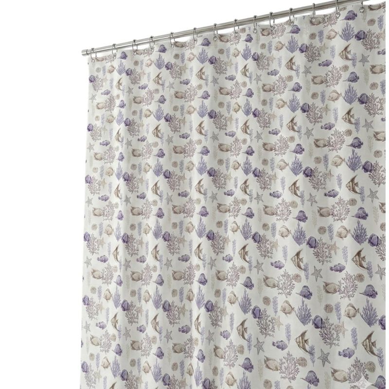Cortina de Tela para Baño con Ganchos de 178 x 183 cm Diseño Océano