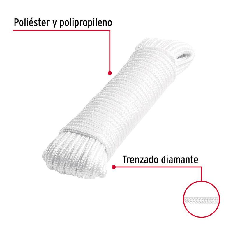 Cuerda de Poliéster Diamante Blanca 5 Mm X 15 M