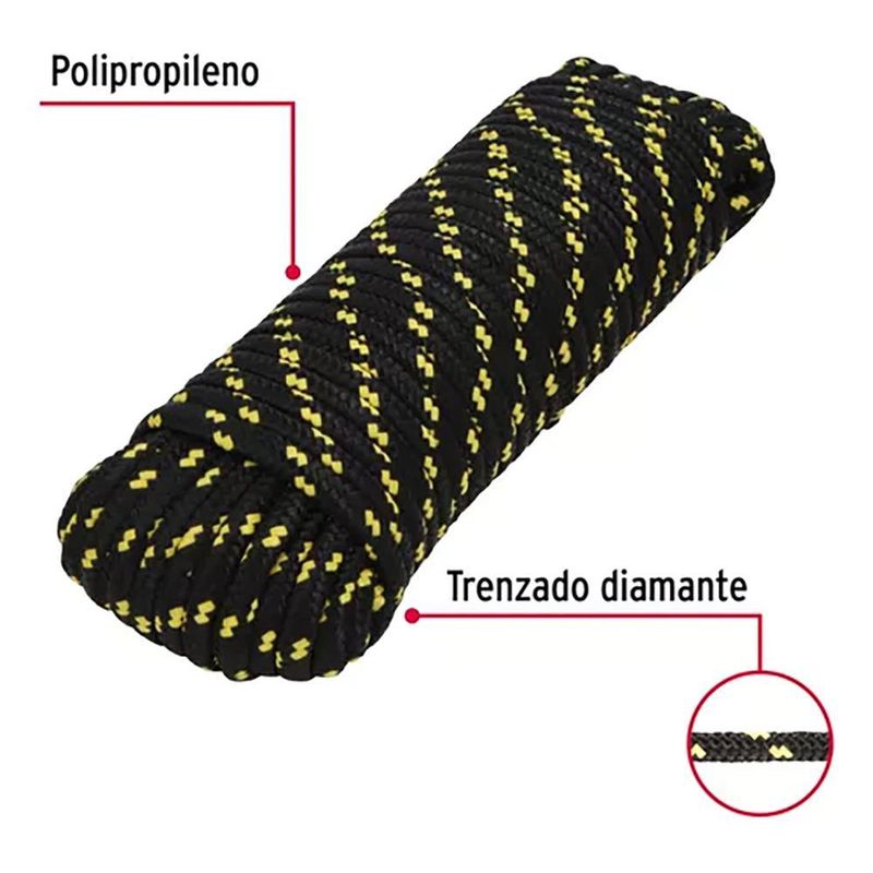 Cuerda Trenzada de Polipropileno Color Negro 30 Metros