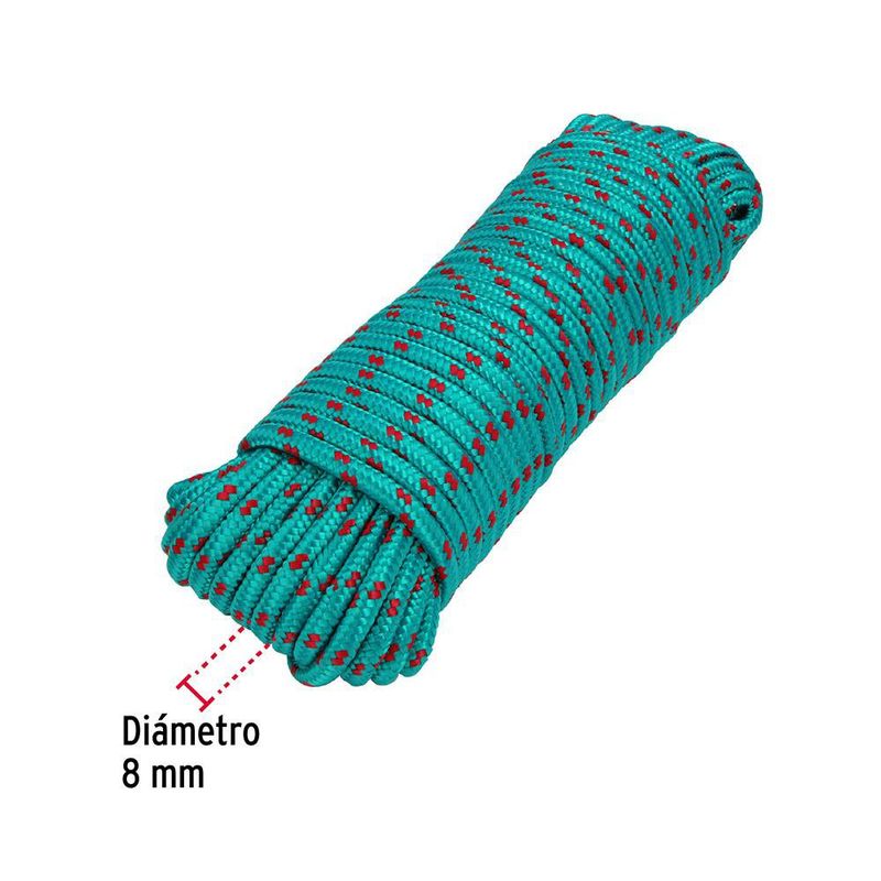 Cuerda Trenzada de Polipropileno de Alta Resistencia Tipo Diamante 8 mm x 30 Metros