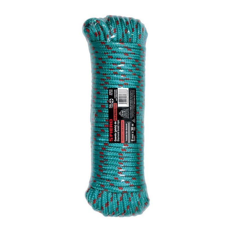Cuerda Trenzada de Polipropileno de Alta Resistencia Tipo Diamante 8 mm x 30 Metros
