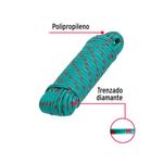 Cuerda Trenzada de Polipropileno Color Verde 15 Metros