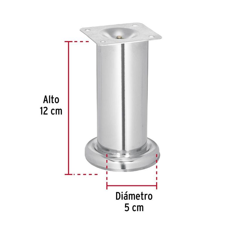 Pata para Sofá y Mueble Cromo 120 Mm