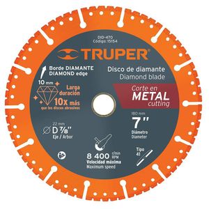 Disco Diamantado para Metal 7 Plg