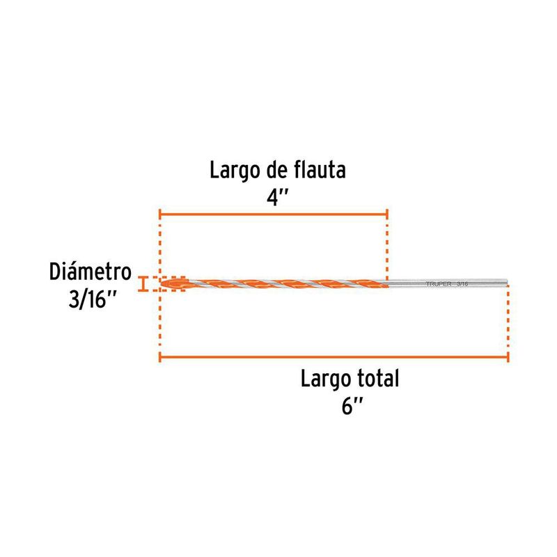 Broca Multimaterial 3/16 X 6 Plg
