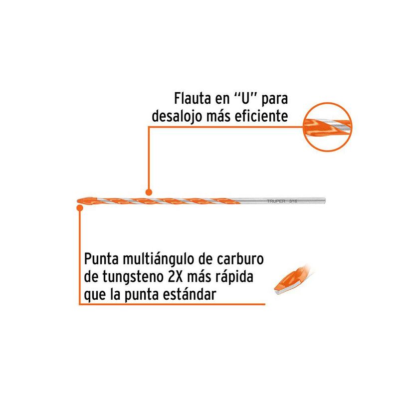 Broca Multimaterial 3/16 X 6 Plg