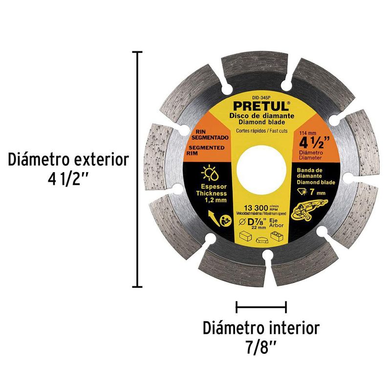 Disco Diamantado Rin Segmentado 4.5 Plg