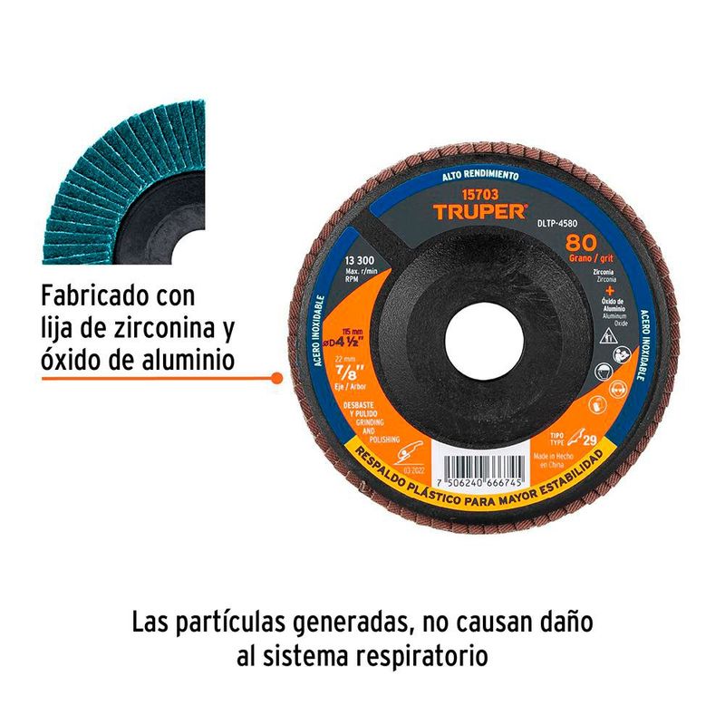 Disco Laminado Recortable Grano 80 de 4.5 Plg