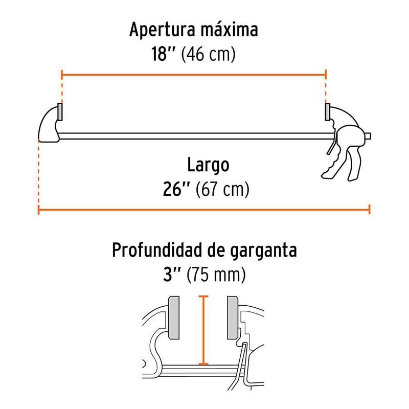 Prensa de Barra Autoajustable de 18 Plg