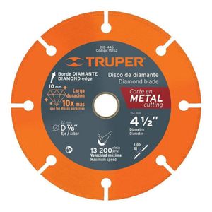 Disco Diamantado para Metal 4.5 Plg