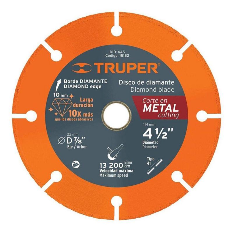 Disco Diamantado para Metal 4.5 Plg